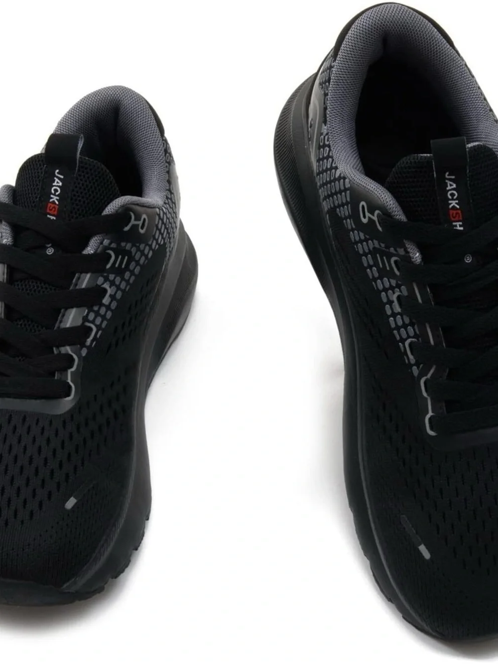 JACKSHIBO Wide Toe Box Shoes Men Arch Support Zero Drop Black Sneakers size 7W